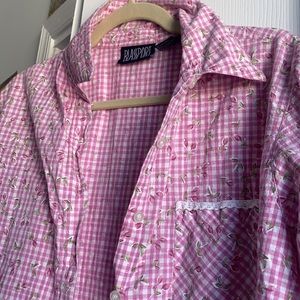 Pink Short Sleeve Button Up